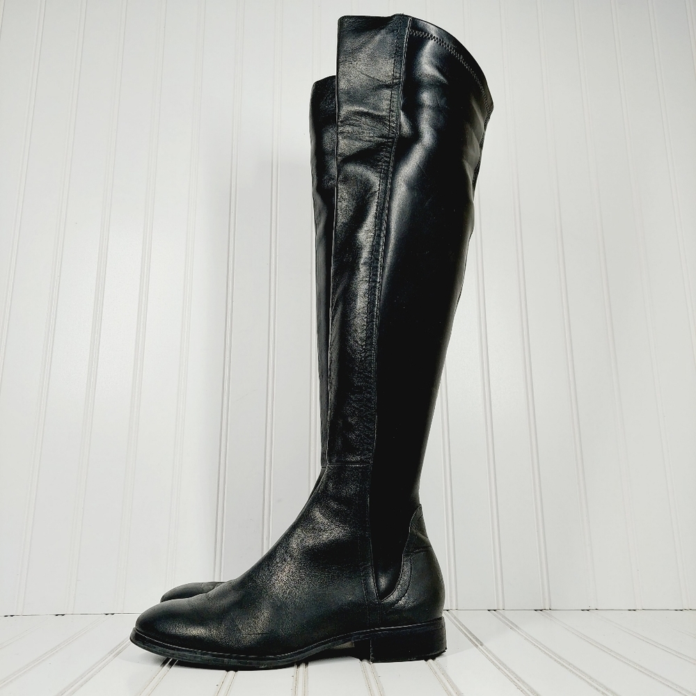 Steven By Steve Madden Women's Edeen Harness Black Leather Tall Zip Boots F777